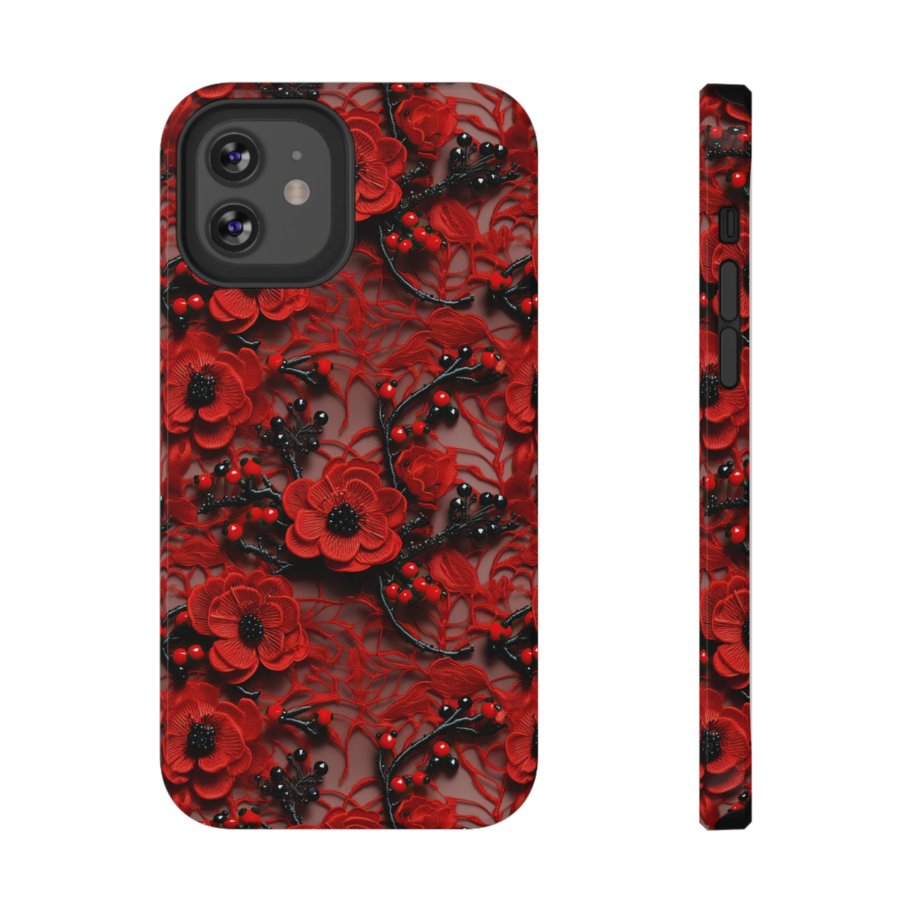 Scarlet Temptation Impact-Resistant Case for iPhone 12, iPhone 12 Mini, iPhone 12 Pro, and iPhone 12 Pro Max. Supports Wireless Charging.