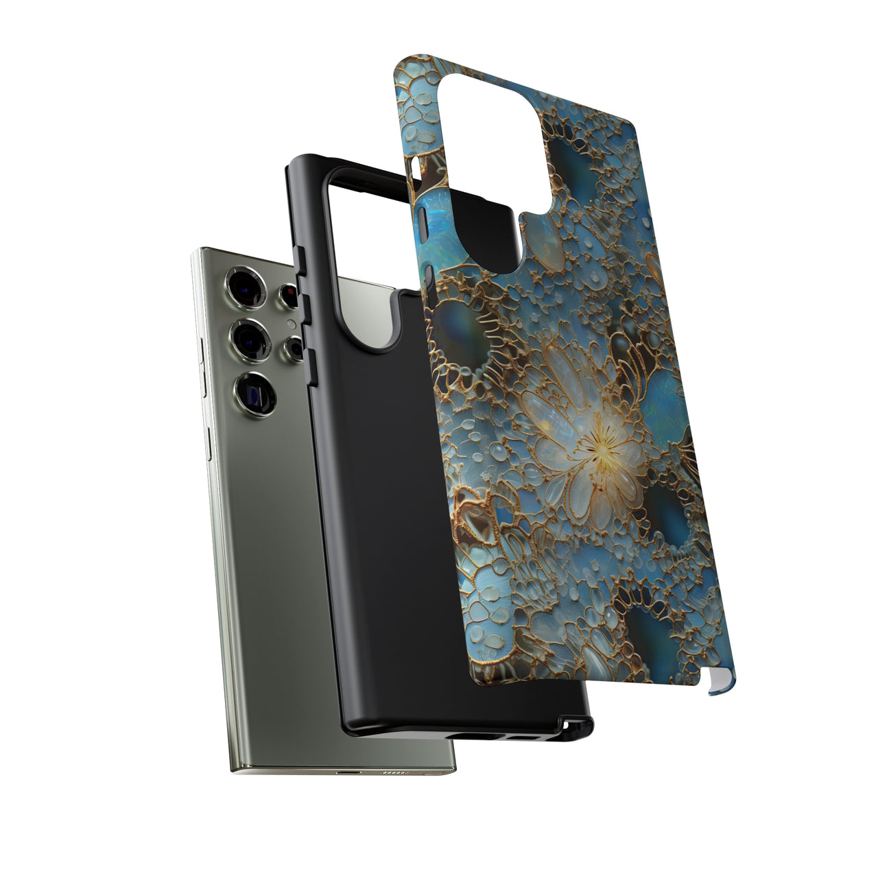 Gemstones and Gold Lace Tough Cases for Samsung Galaxy S23, Samsung Galaxy S23 Plus, and Samsung Galaxy S23 Ultra