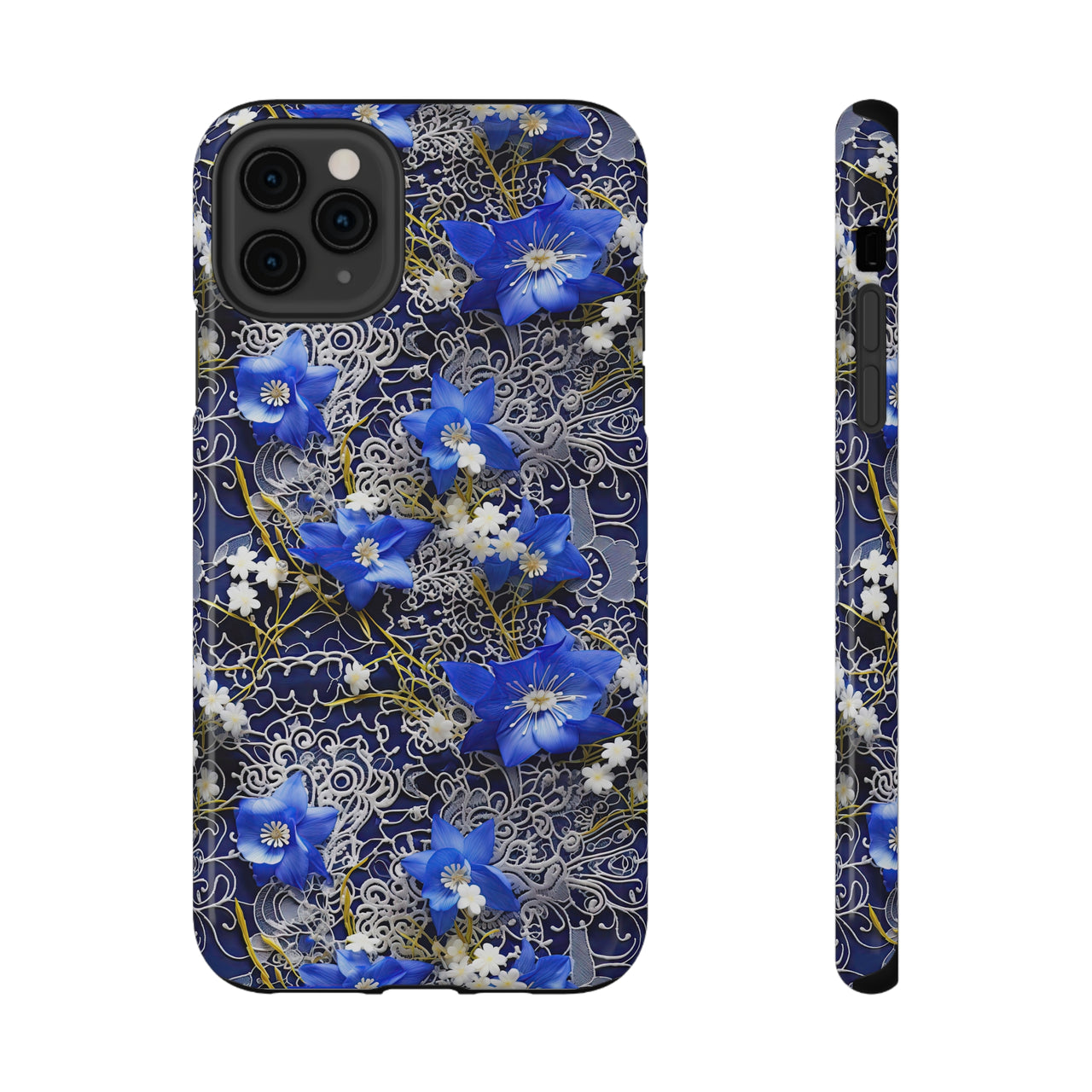 Cerulean Elegance Impact-Resistant Cases for iPhone 11, iPhone 11 Pro, and iPhone 11 Pro Max. Supports Wireless Charging.