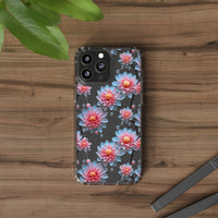 Thumbnail for *Clear Case* Pink and Blue Glass Flowers - iPhone 13, iPhone 13 Mini, iPhone 13 Pro, iPhone 13 Pro Max - Supports Wireless Charging