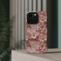 Thumbnail for Gold-Kissed Flowers on Pink Lace - MagSafe Tough Cases for iPhone 13, iPhone 13 Mini, iPhone 13 Pro, and iPhone 13 Pro Max.