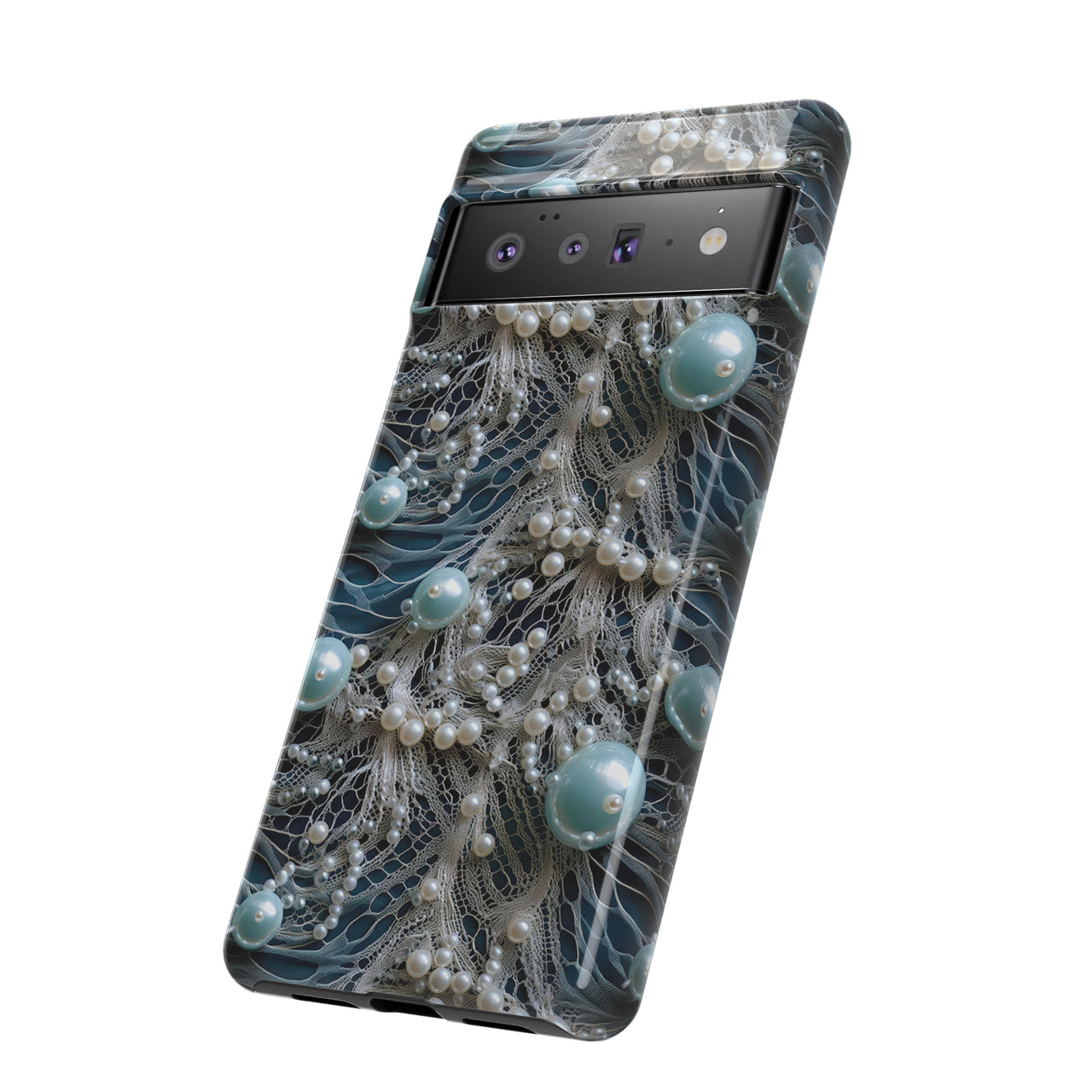 Sea Foam Lace and Pearls Tough Cases for Google Pixel 6 and Google Pixel 6 Pro