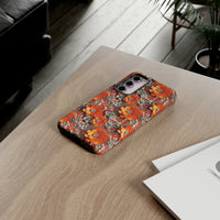 Thumbnail for Orange Petals in Silver Tapestry Tough Case for Samsung Galaxy S23, Samsung Galaxy S23 Plus, and Samsung Galaxy S23 Ultra