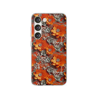 Thumbnail for Orange Petals in Silver Tapestry - Flexi Cases for Samsung Galaxy S23, Samsung Galaxy S23 Plus, and Samsung Galaxy S23 Ultra