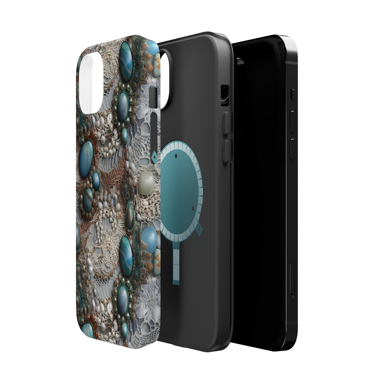 Boho Agate and Lace MagSafe Tough Cases for iPhone 14, iPhone 14 Pro, iPhone 14 Plus, and iPhone 14 Pro Max