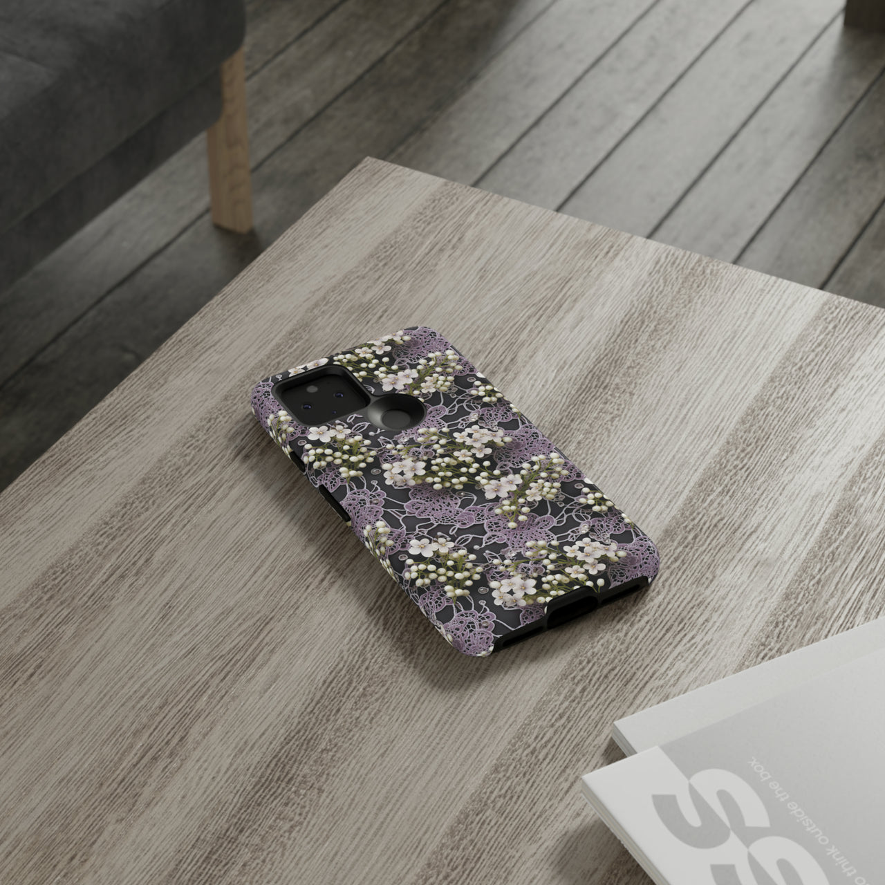 White Flowers on a Purple Bed - Tough Case for Google Pixel 5 5G