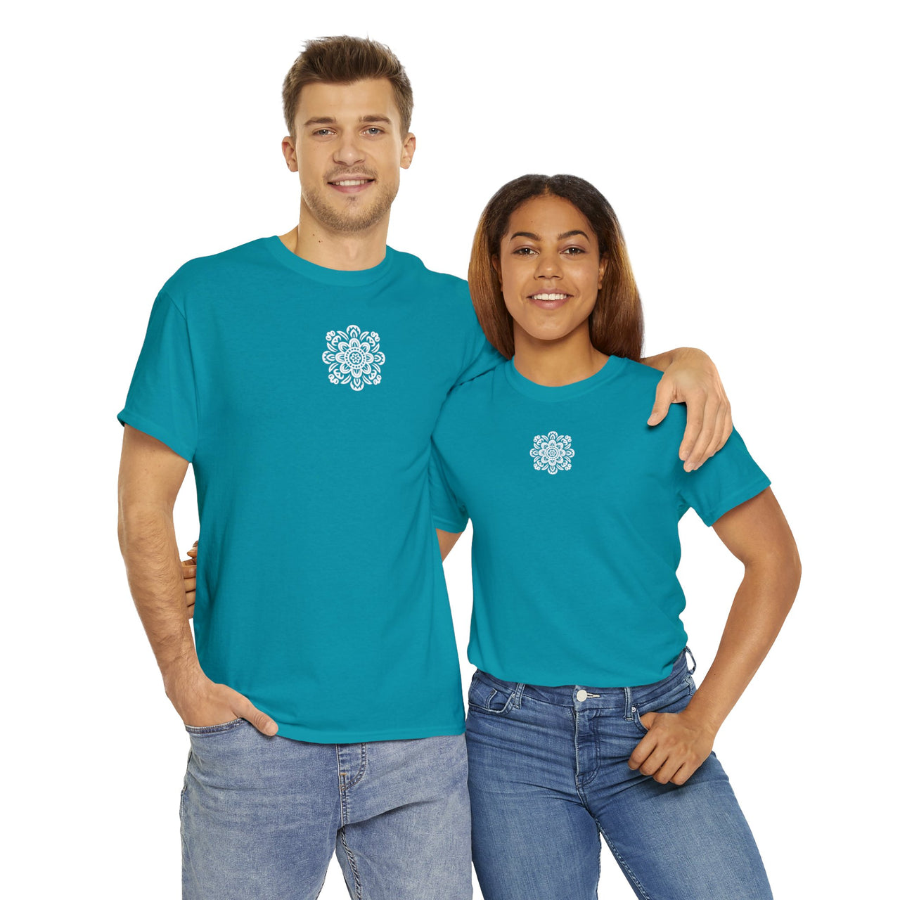 Front and Back Flower Design - Unisex Heavy Cotton Tee