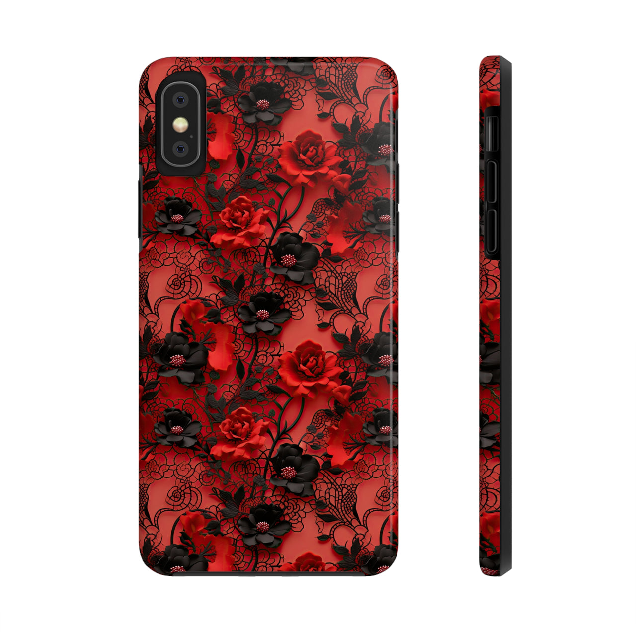 Gothic Rose Tough Phone Cases for iPhone X, iPhone XR, iPhone XS, and iPhone XS MAX. Supports Wireless Charging.