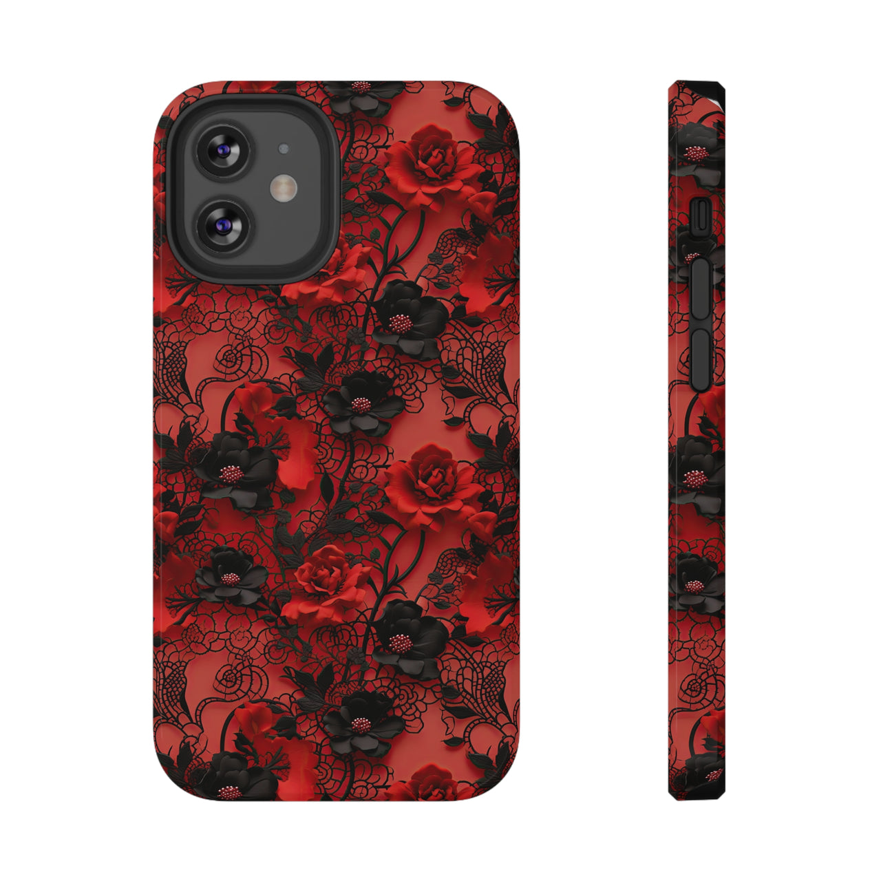 Gothic Rose Impact-Resistant Case for iPhone 12, iPhone 12 Mini, iPhone 12 Pro, and iPhone 12 Pro Max. Supports Wireless Charging.