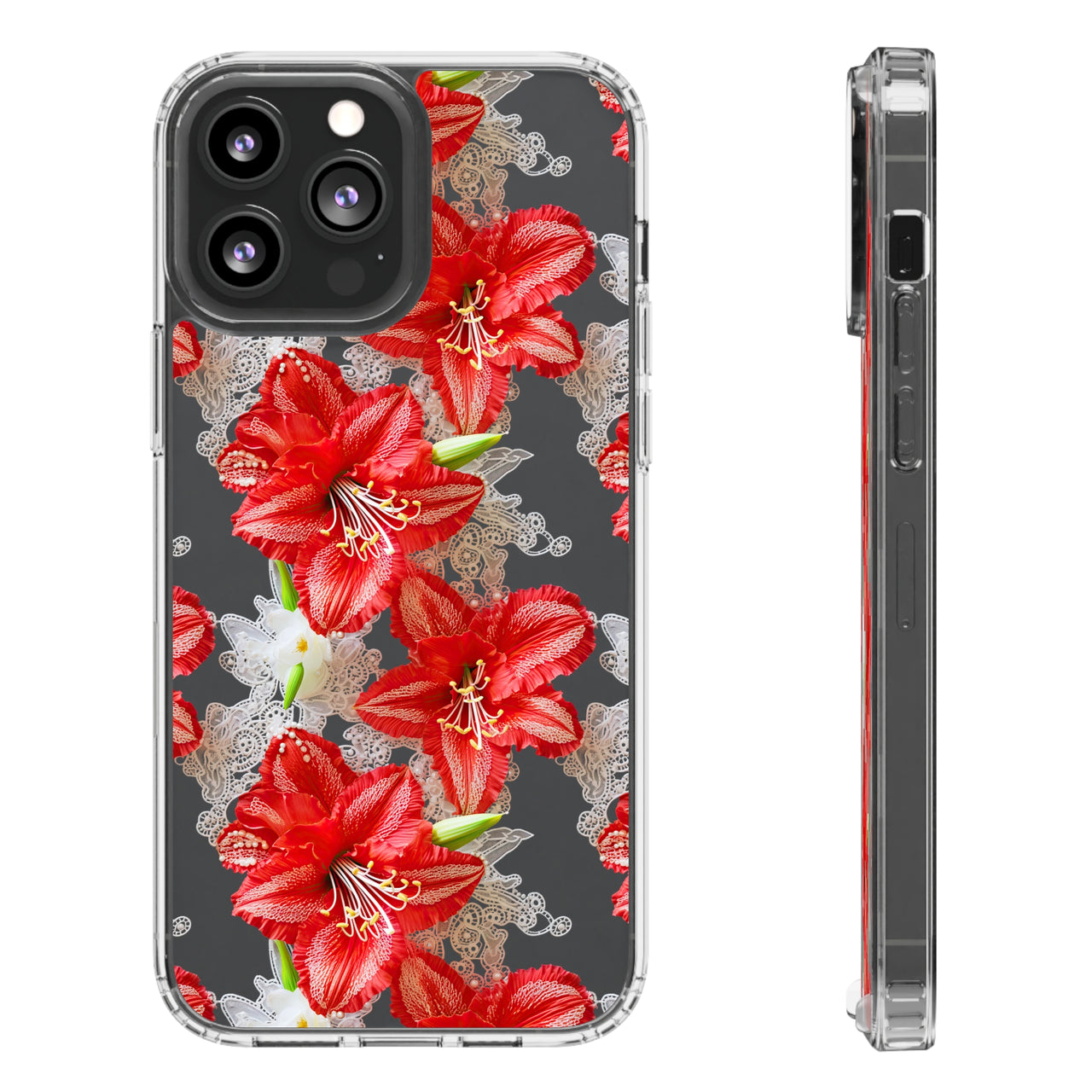 *Clear Case* Enchanting Amaryllis - iPhone 13, iPhone 13 Mini, iPhone 13 Pro, iPhone 13 Pro Max - Supports Wireless Charging