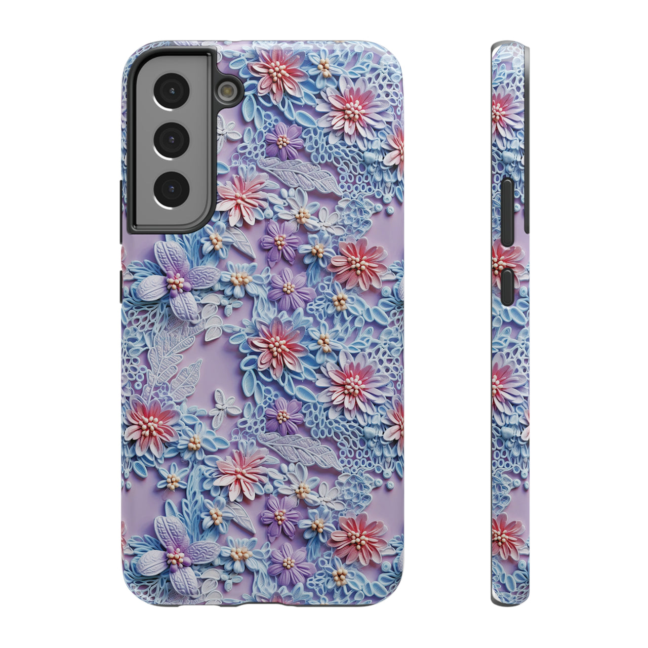 Cotton Candy Meadow - Impact-Resistant Case for Samsung Galaxy S22, Samsung Galaxy S22 Plus, and Samsung Galaxy S22 Ultra. Supports Wireless Charging.