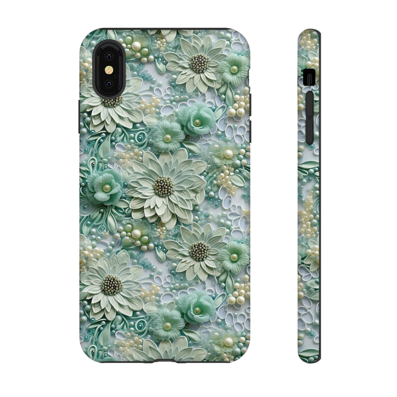 Teal Petals - Tough Cases for iPhone X, iPhone XR, iPhone XS, and iPhone XS MAX