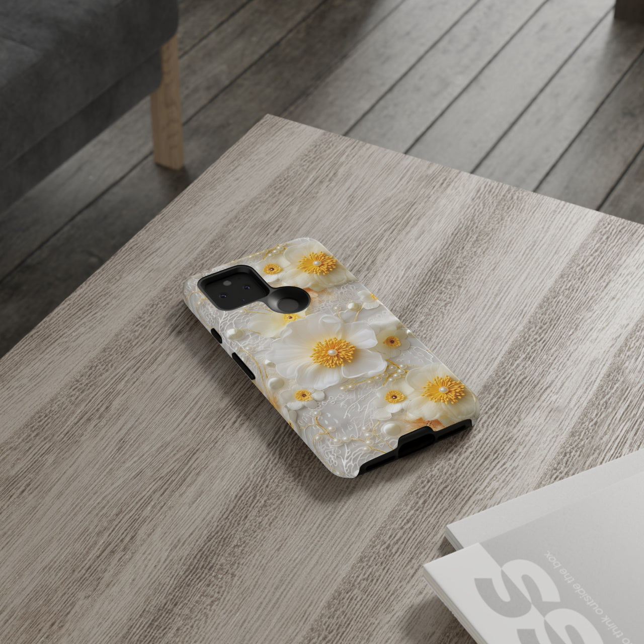 White and Yellow Floral Tough Case for Google Pixel 5 5G