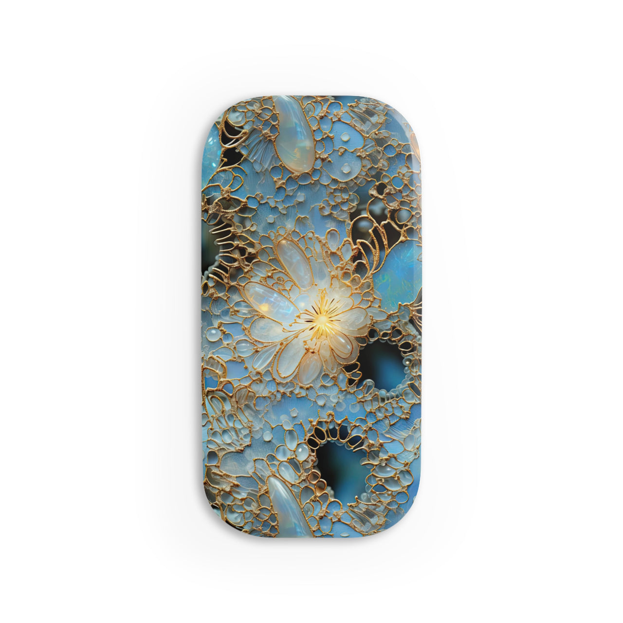 Turquoise Gemstones and Gold Phone Click-On Grip