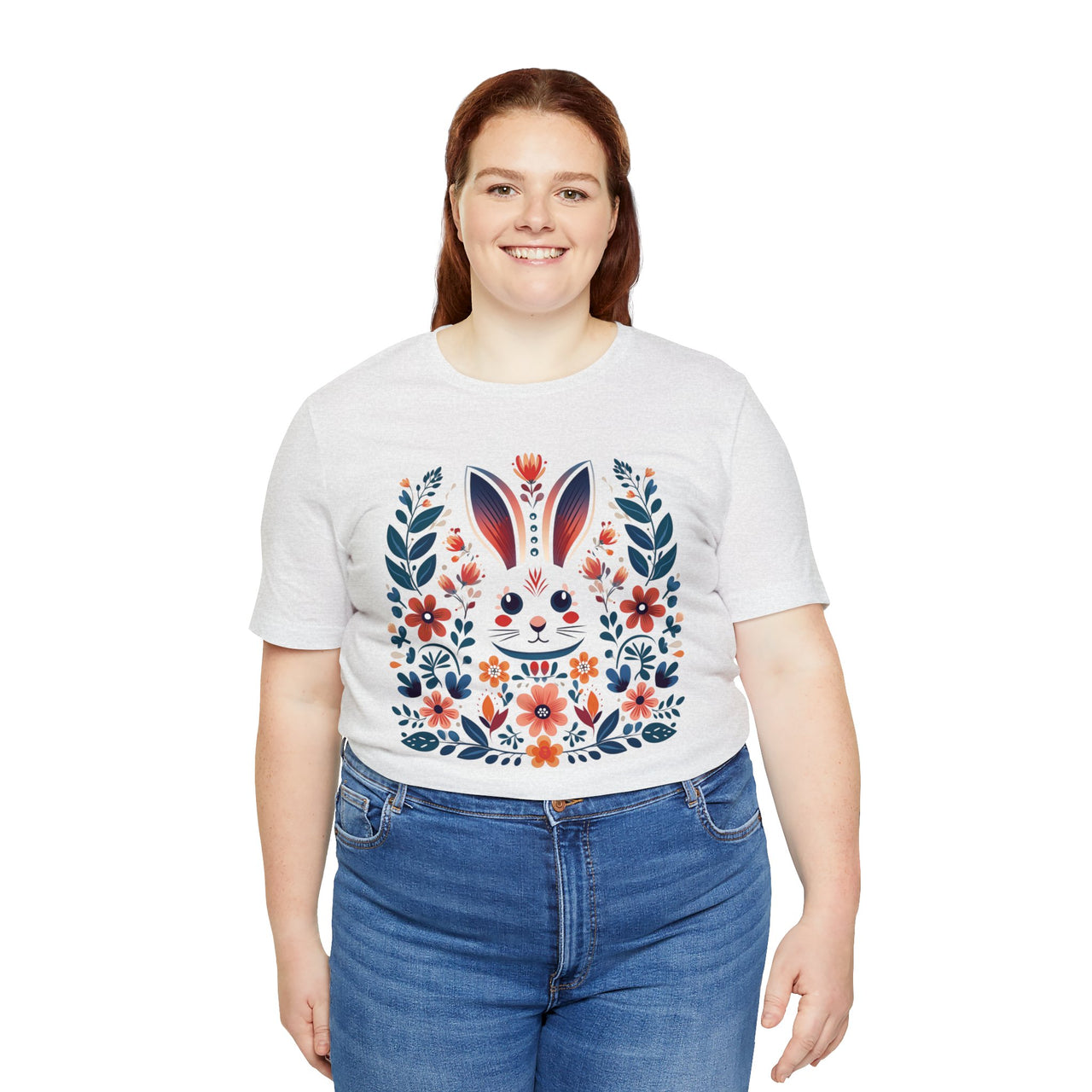 Folk Art Rabbit Unisex Jersey Short Sleeve Tee