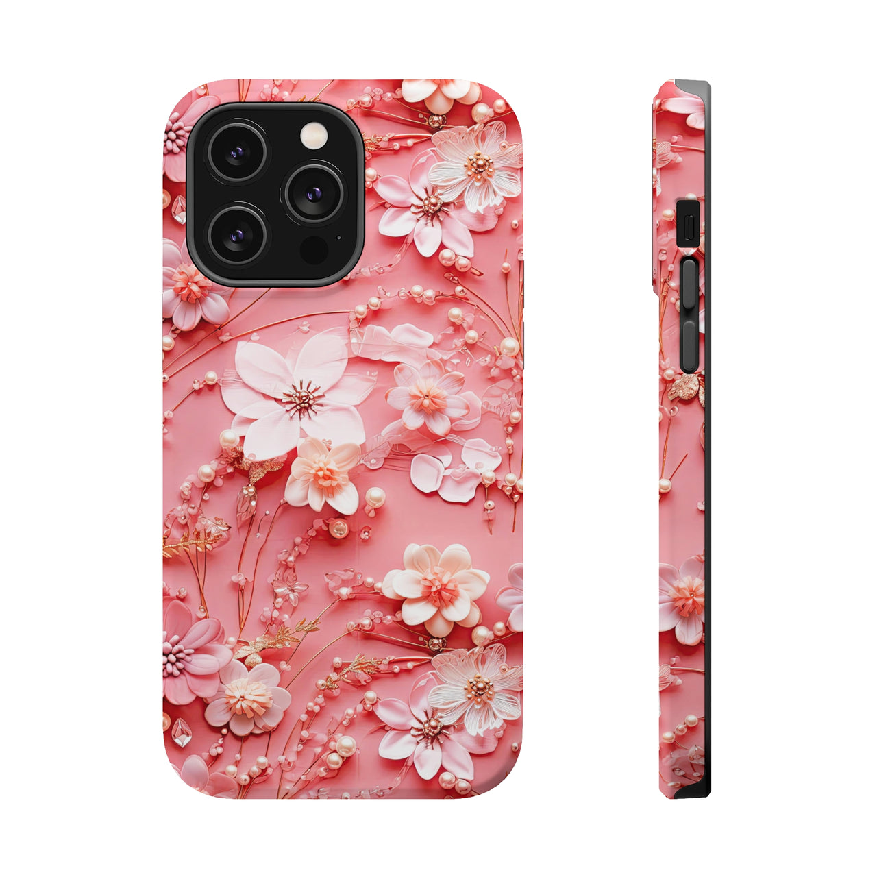 Floral Champagne Toast MagSafe Tough Cases for iPhone 14, iPhone 14 Pro, iPhone 14 Plus, and iPhone 14 Pro Max