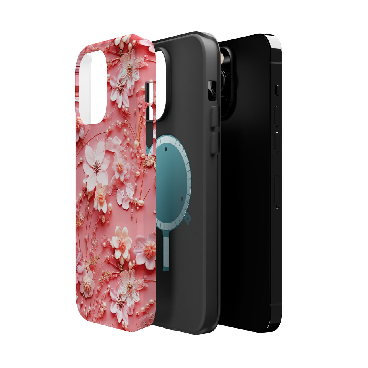 Floral Champagne Toast MagSafe Tough Cases for iPhone 14, iPhone 14 Pro, iPhone 14 Plus, and iPhone 14 Pro Max