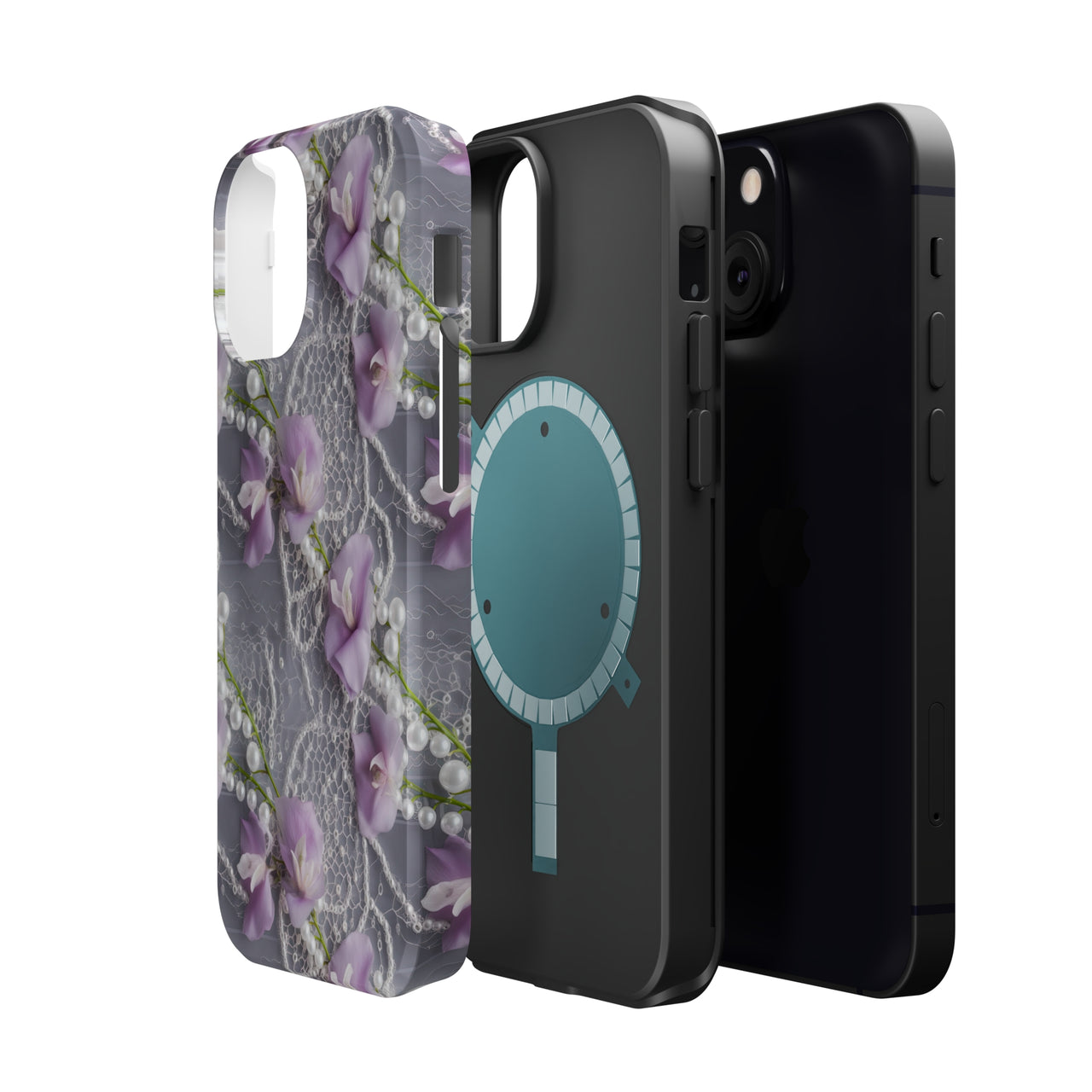 Purple Sweet Pea MagSafe Tough Cases for iPhone 13, iPhone 13 Mini, iPhone 13 Pro, and iPhone 13 Pro Max.