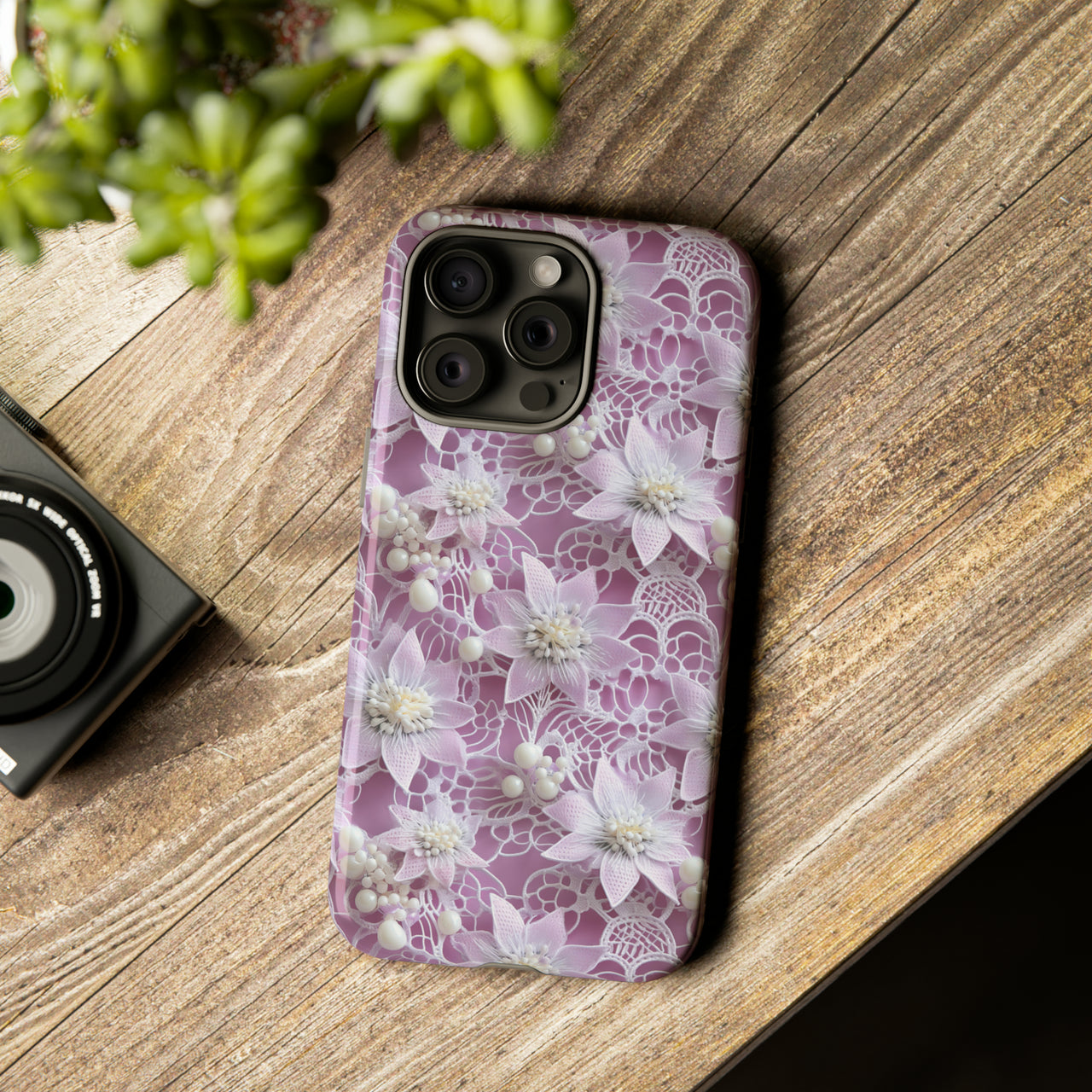 Pink Coquette Clematis Tough Case for iPhone 15, iPhone 15 Pro, iPhone 15 Plus, and iPhone 15 Pro Max