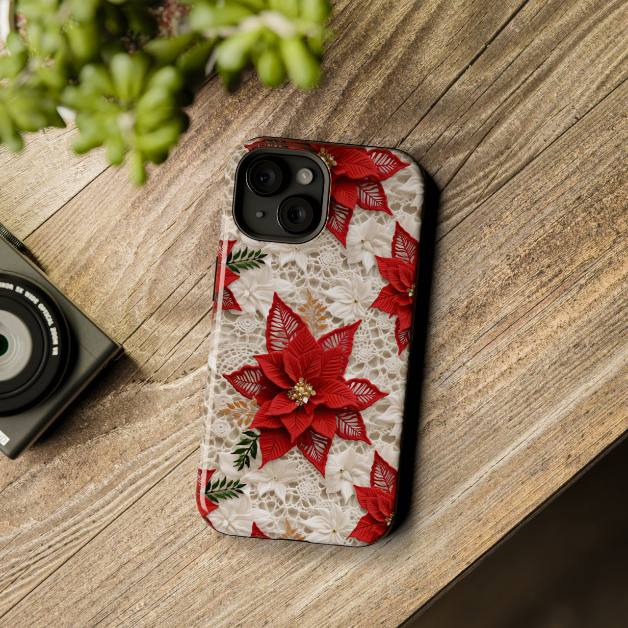 Christmas Poinsettia - MagSafe Tough Case for iPhone 15, iPhone 15 Pro, iPhone 15 Plus, & iPhone 15 Pro Max