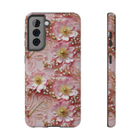 Thumbnail for Gold-Kissed Flowers on Pink Lace - Impact-Resistant Case for Samsung Galaxy S21, Samsung Galaxy S21 Plus, and Samsung Galaxy S21 Ultra. Supports Wireless Charging.