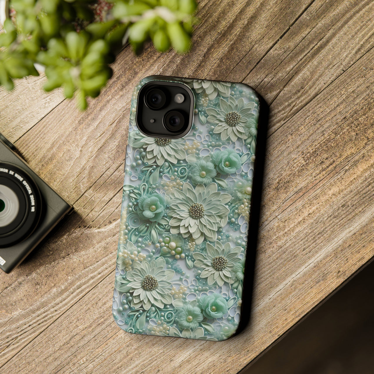 Teal Petals - MagSafe Tough Case for iPhone 15, iPhone 15 Pro, iPhone 15 Plus, & iPhone 15 Pro Max