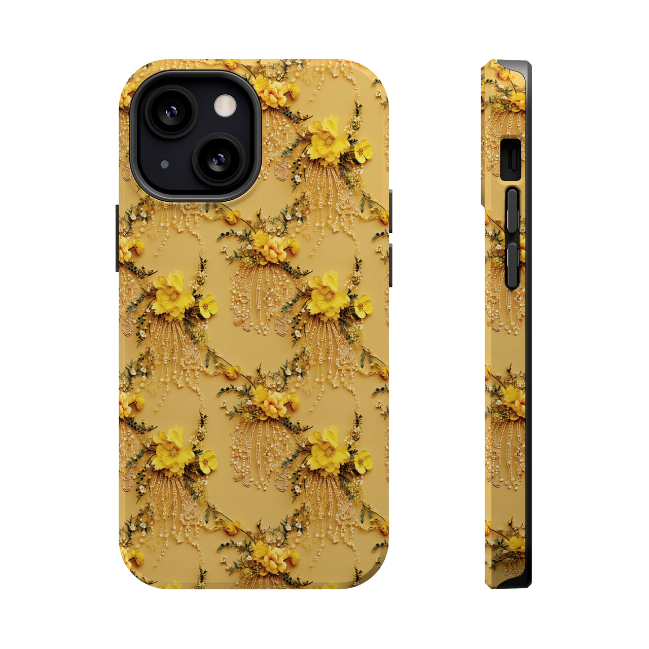 Floral Sunshine MagSafe Tough Cases for iPhone 13, iPhone 13 Mini, iPhone 13 Pro, and iPhone 13 Pro Max.