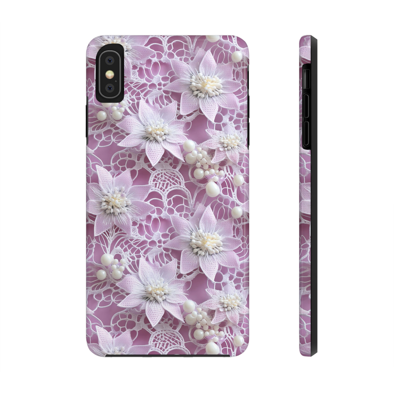 Coquette Clematis Tough Phone Cases for iPhone X, iPhone XR, iPhone XS, and iPhone XS MAX. Supports Wireless Charging.