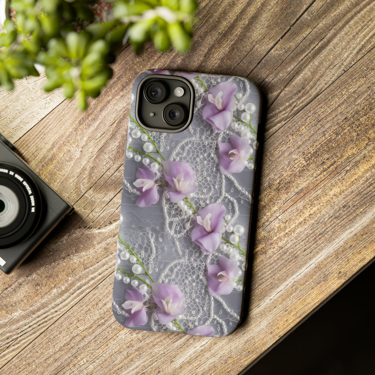 Purple Sweet Pea Tough Case for iPhone 15, iPhone 15 Pro, iPhone 15 Plus, and iPhone 15 Pro Max