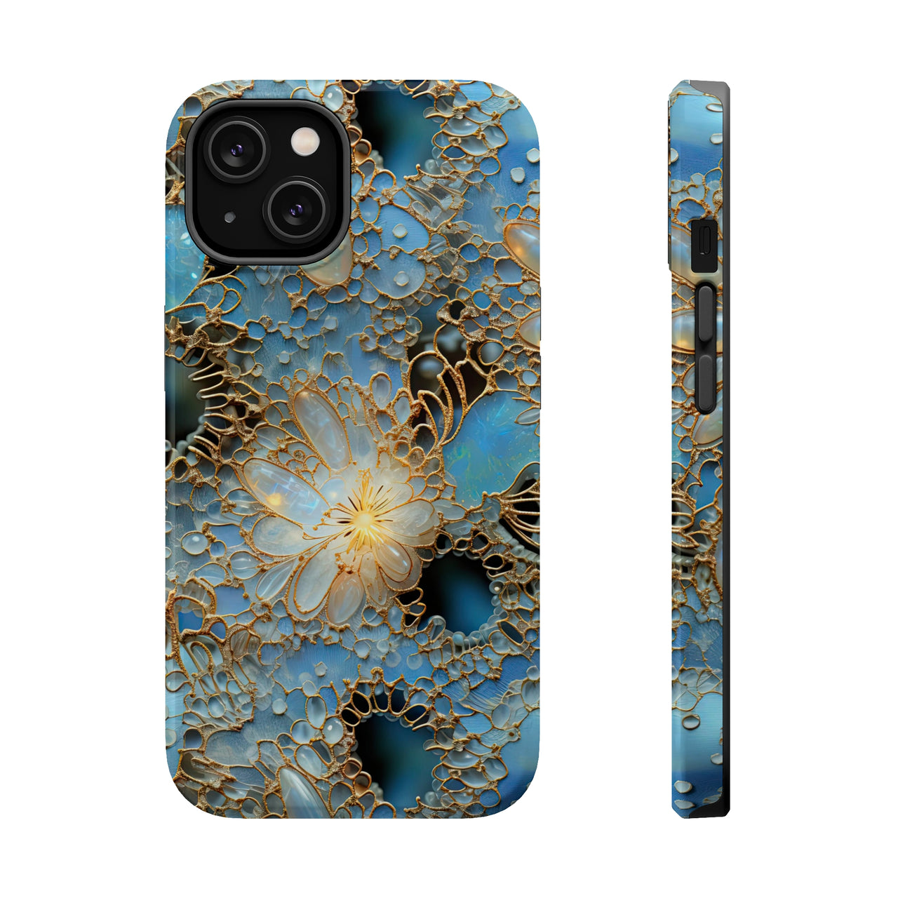 Gemstones and Gold Lace MagSafe Tough Cases for iPhone 14, iPhone 14 Pro, iPhone 14 Plus, and iPhone 14 Pro Max