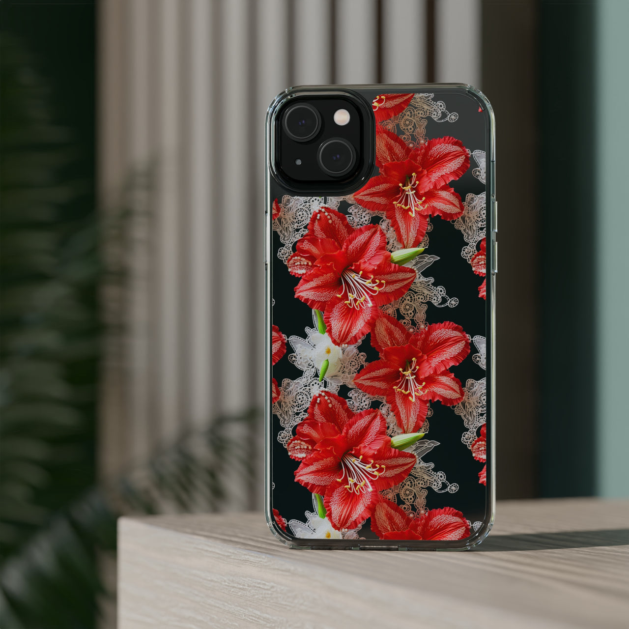 *Clear Case* Enchanting Amaryllis - iPhone 14, iPhone 14 Pro, iPhone 14 Plus, iPhone 14 Pro Max - Supports Wireless Charging