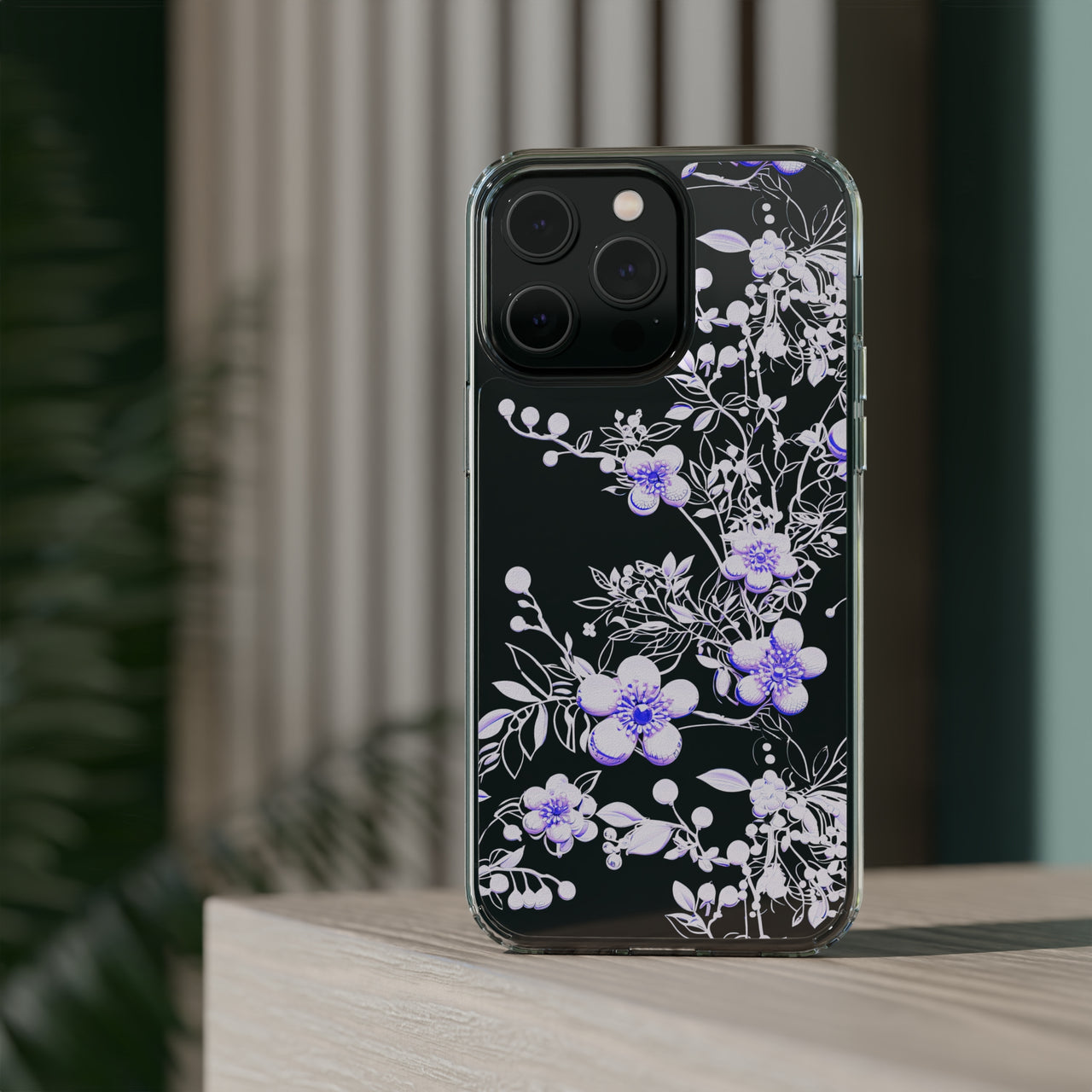 *Clear Case* Purple Petals - iPhone 14, iPhone 14 Pro, iPhone 14 Plus, iPhone 14 Pro Max - Supports Wireless Charging