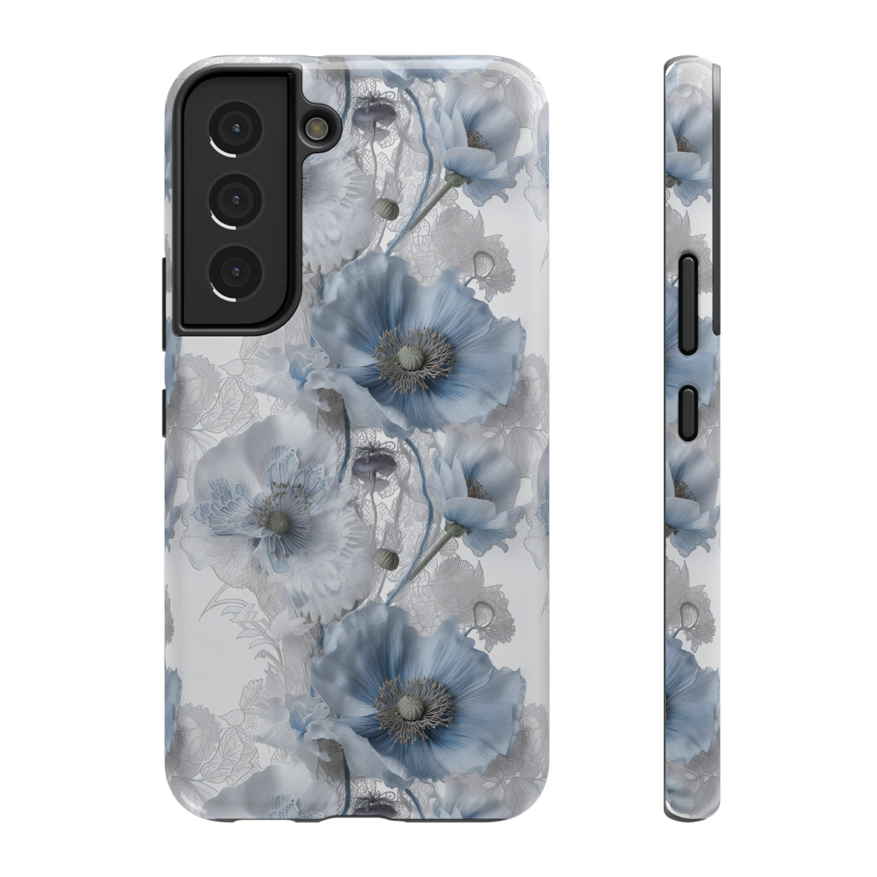 Himalayan Blue Poppy Impact-Resistant Cases for Samsung Galaxy S22, Samsung Galaxy S22 Plus, and Samsung Galaxy S22 Ultra. Supports Wireless Charging.