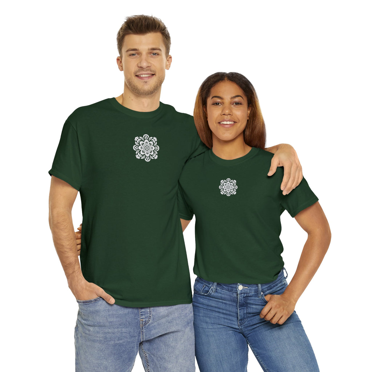 Front and Back Flower Design - Unisex Heavy Cotton Tee