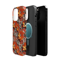 Thumbnail for Orange Petals in Silver Tapestry MagSafe Tough Cases for iPhone 14, iPhone 14 Pro, iPhone 14 Plus, and iPhone 14 Pro Max