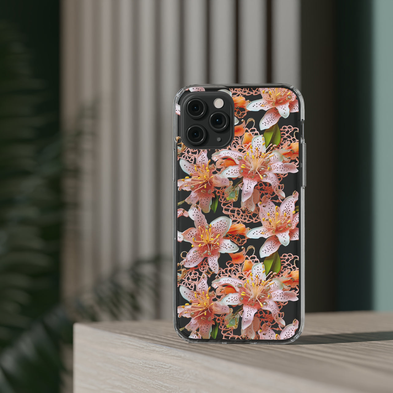 *Clear Case* Pink Lily - iPhone 11, iPhone 11 Pro, iPhone 11 Pro Max - Supports Wireless Charging