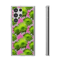 Thumbnail for *Clear Case* Green Mums and Lace - Samsung Galaxy S22, Samsung Galaxy S22 Plus, Samsung Galaxy S22 Ultra - Supports Wireless Charging