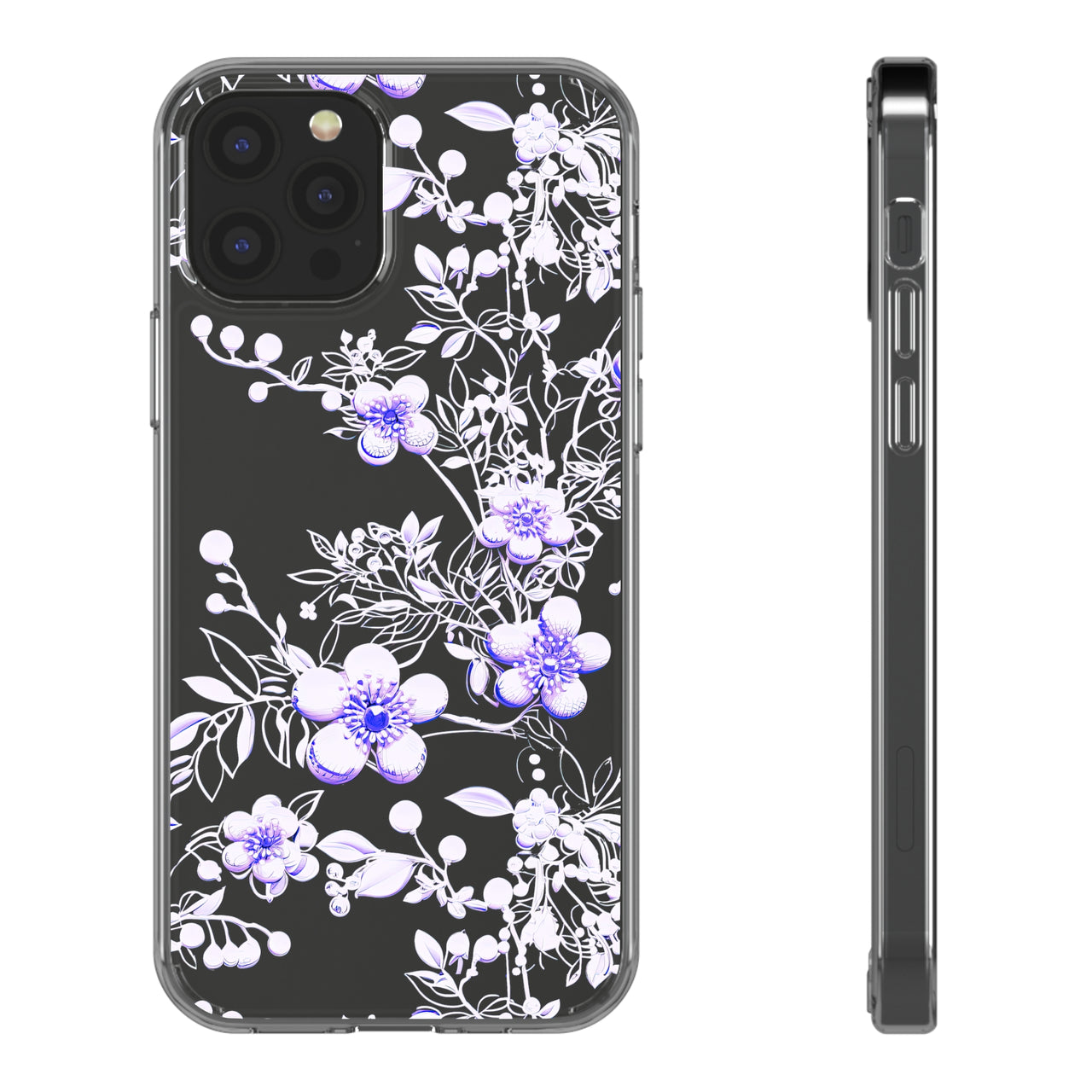 *Clear Case* Purple Petals - iPhone 12, iPhone 12 Mini, iPhone 12 Pro, iPhone 12 Pro Max - Supports Wireless Charging