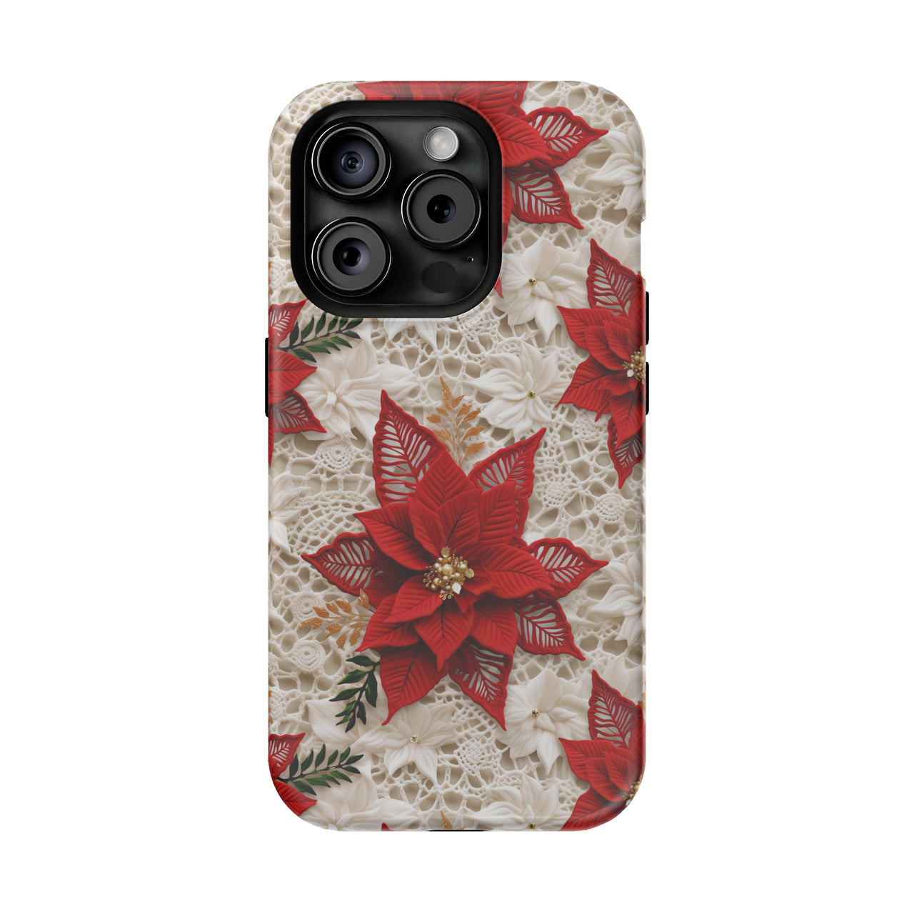 Christmas Poinsettia - MagSafe Tough Case for iPhone 15, iPhone 15 Pro, iPhone 15 Plus, & iPhone 15 Pro Max