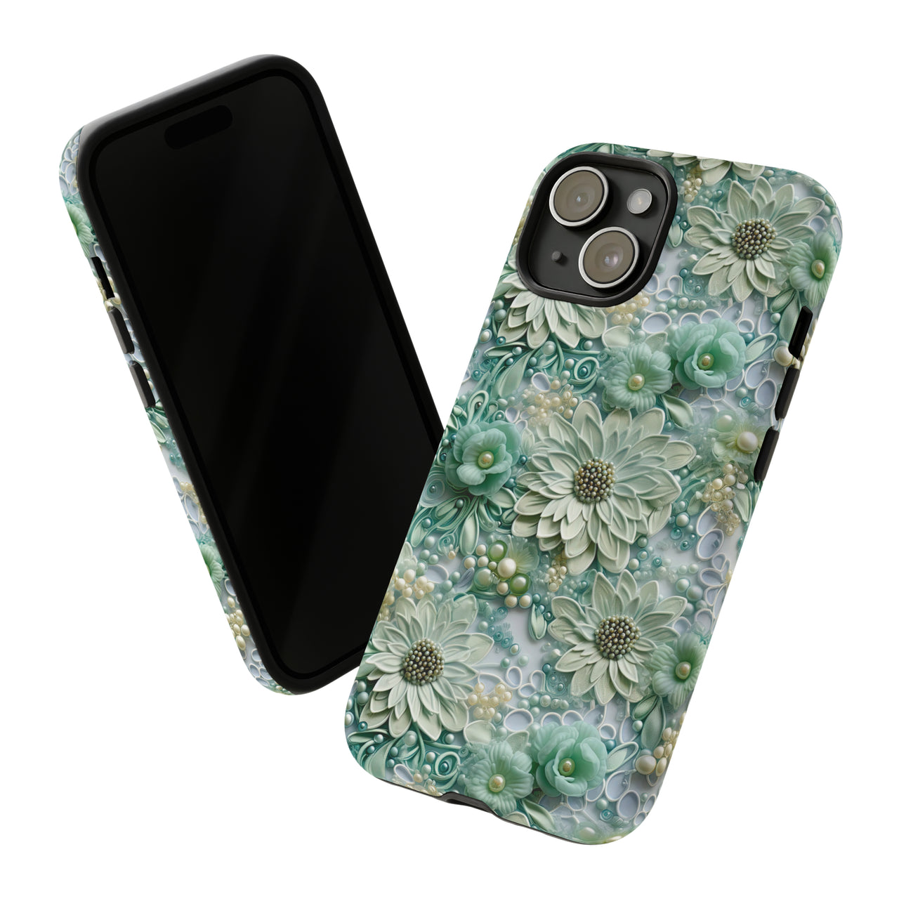 Teal Petals - Tough Case for iPhone 15, iPhone 15 Pro, iPhone 15 Plus, and iPhone 15 Pro Max