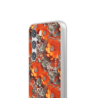 Thumbnail for Orange Petals in Silver Tapestry - Flexi Cases for Samsung Galaxy S23, Samsung Galaxy S23 Plus, and Samsung Galaxy S23 Ultra