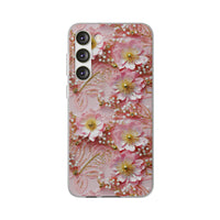 Thumbnail for Gold-Kissed Flowers on Pink Lace - Flexi Cases for Samsung Galaxy S23, Samsung Galaxy S23 Plus, & Samsung Galaxy S23 Ultra