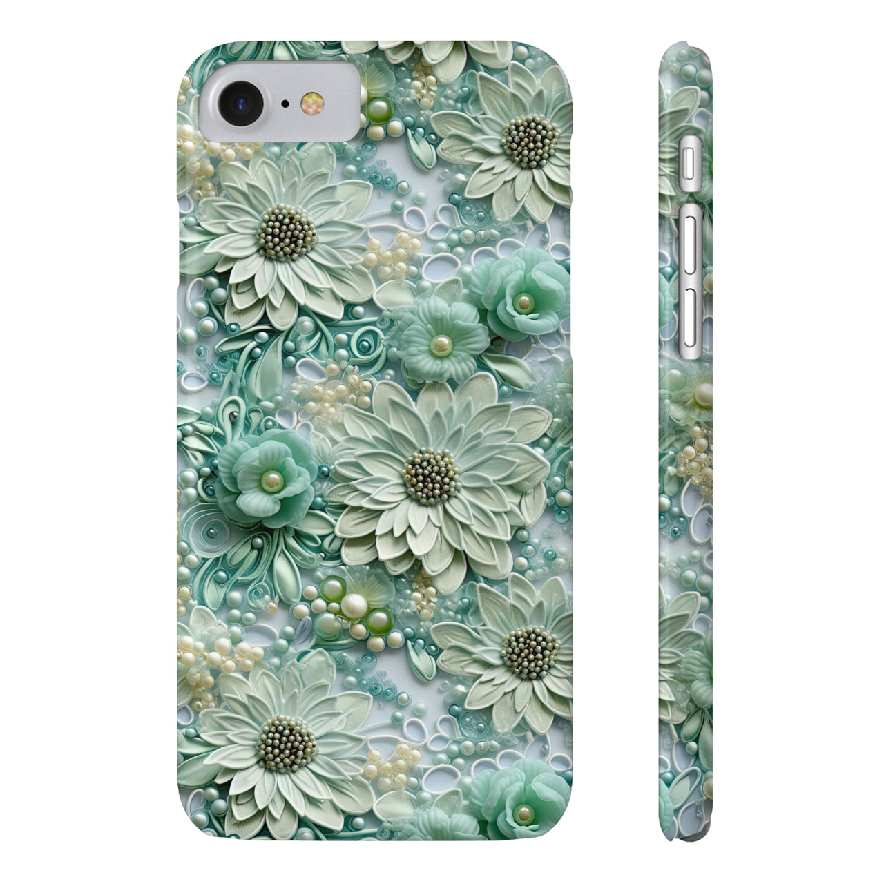 Teal Petals - Slim Phone Cases for iPhone 8 and iPhone 8 Plus (Also fits iPhone 7 and 7 Plus)