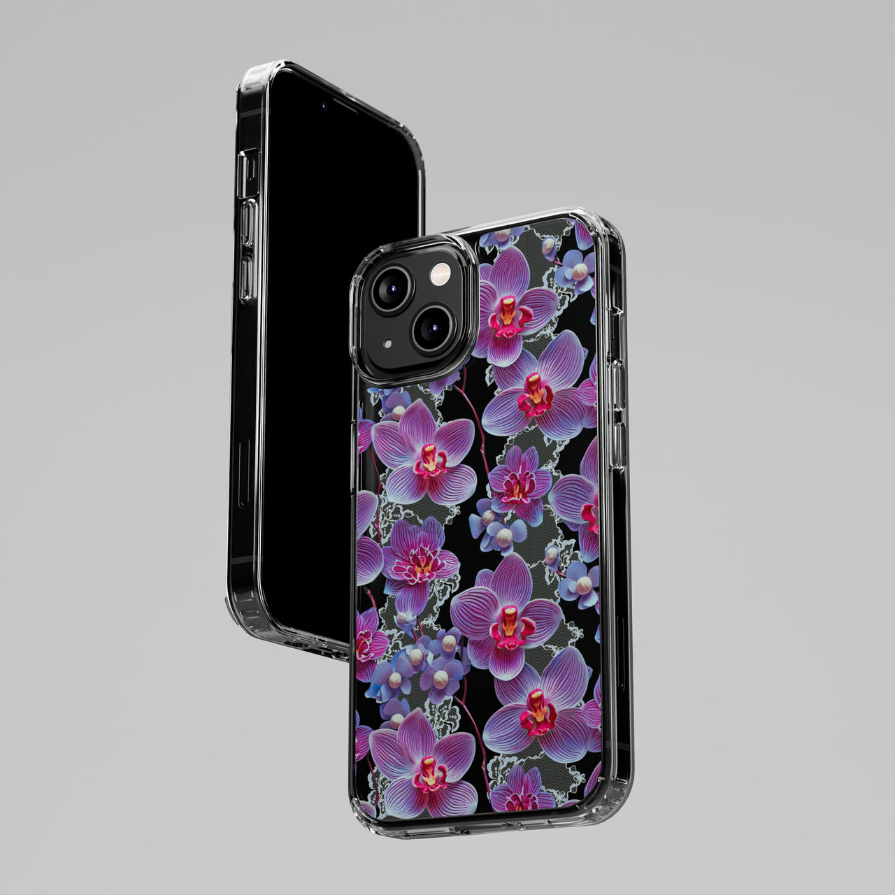 *Clear Case* Fuchsia Orchid - iPhone 14, iPhone 14 Pro, iPhone 14 Plus, iPhone 14 Pro Max - Supports Wireless Charging