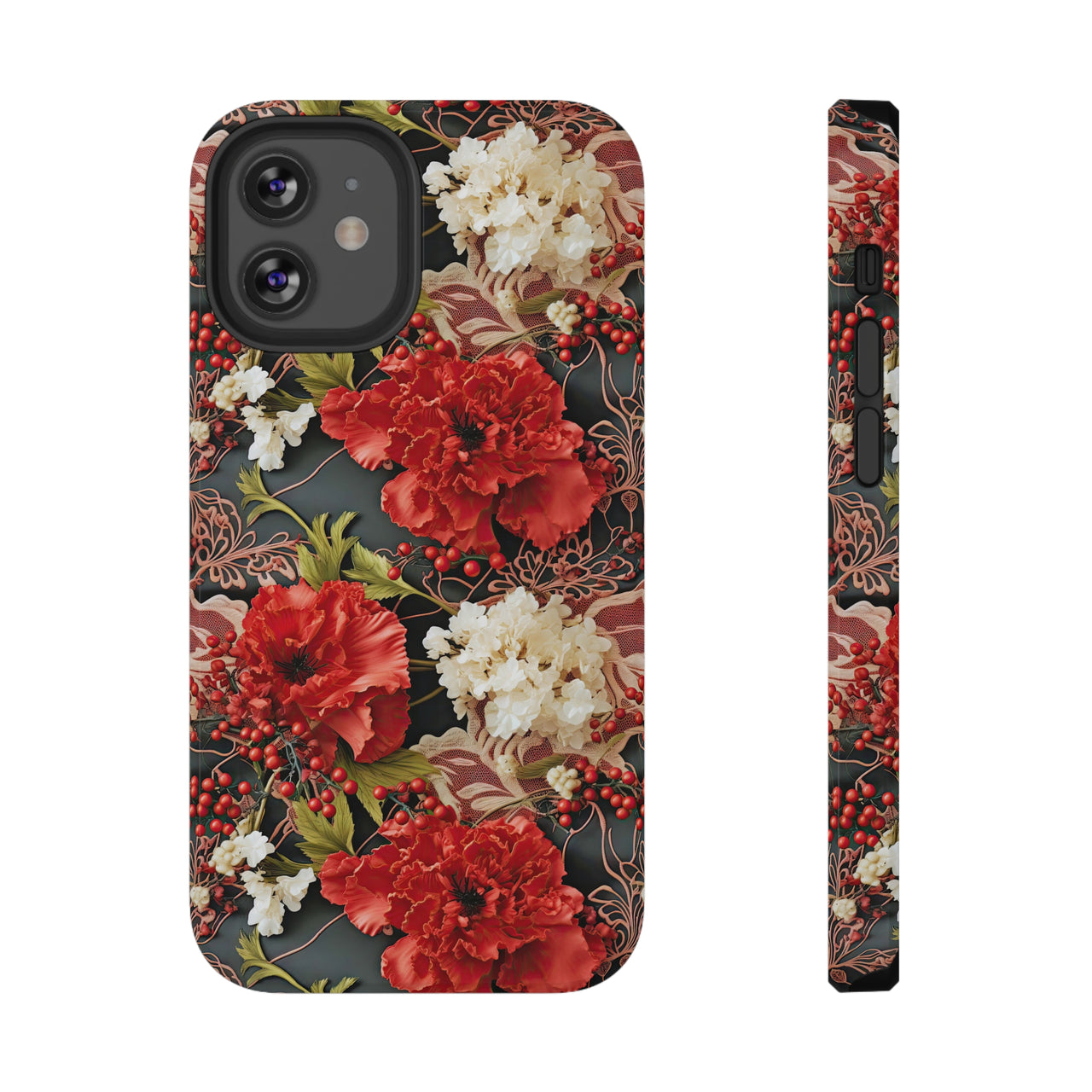 Carnation for January Birthday - Impact-Resistant Case for iPhone 12, iPhone 12 Mini, iPhone 12 Pro, and iPhone 12 Pro Max. Supports Wireless Charging.