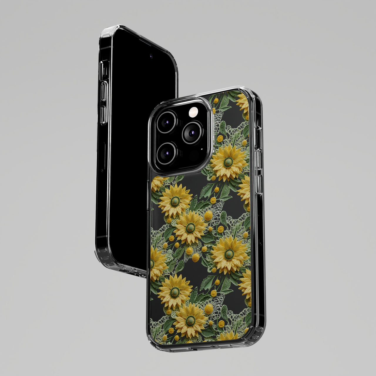 *Clear Case* Whimsical Sunflowers - iPhone 14, iPhone 14 Pro, iPhone 14 Plus, iPhone 14 Pro Max - Supports Wireless Charging