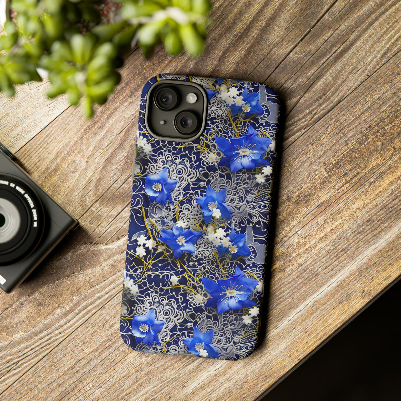 Cerulean Elegance Tough Case for iPhone 15, iPhone 15 Pro, iPhone 15 Plus, and iPhone 15 Pro Max