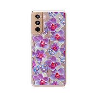 Thumbnail for *Clear Case* Fuchsia Orchid - Samsung Galaxy S21, Samsung Galaxy S21 Plus, Samsung Galaxy S21 Ultra - Supports Wireless Charging