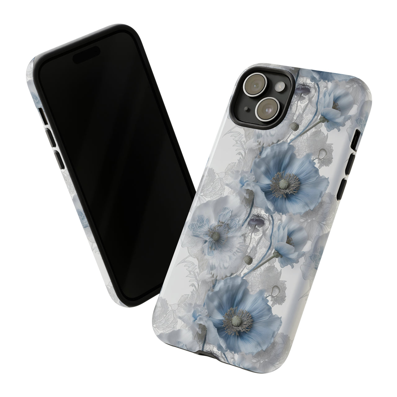 Himalayan Blue Poppy Tough Case for iPhone 15, iPhone 15 Pro, iPhone 15 Plus, and iPhone 15 Pro Max