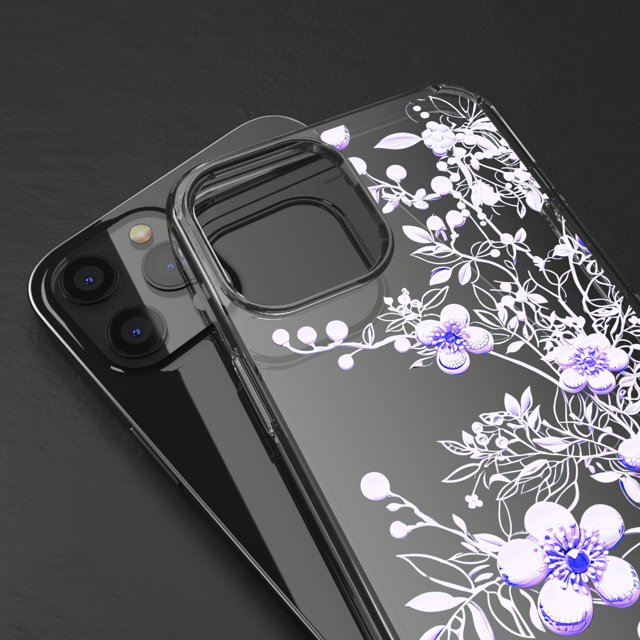 *Clear Case* Purple Petals - iPhone 12, iPhone 12 Mini, iPhone 12 Pro, iPhone 12 Pro Max - Supports Wireless Charging